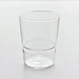 Minimalist stackable heat-resistant clear glass cup for home water, coffee, or tea