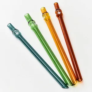 Creative Cartoon Bear Tiger Glass Straw Heat Resistant Pointed Tip Reusable Drinking Straws For Milk Tea Juice Coffee