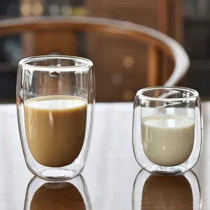 Set di tazze in vetro isolante a doppia parete per caffè e latte, 2 pezzi.