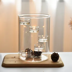 Large European glass candle holder for romantic dinner home decoration