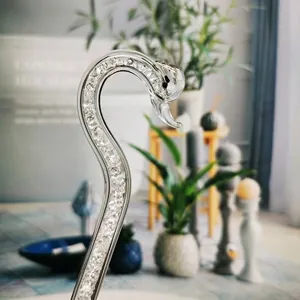 Varilla Agitadora de Vidrio de Borosilicato con Forma de Cisne Agitador de Café y Cóctel Resistente al Calor con Diamantes