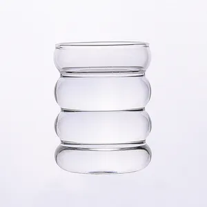 Bicchiere in vetro ondulato resistente al calore, design bruco, tazza da caffè per microonde