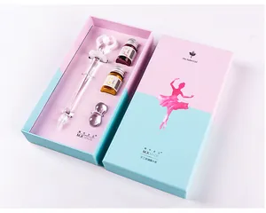 Detailed creative ballet girl glass dip pen gift set with ink bottles in a pink box