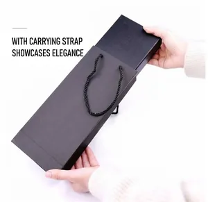 Elegant minimalist black gift packaging set for handmade glass dip pen with box and carry bag