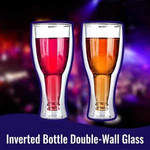Creatief dubbelwandig glas met omgekeerd bierflesontwerp voor bars en gezellige feestjes