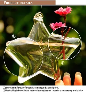 Vue détaillée montrant les bords lisses et la haute transparence de ce vase en verre en étoile