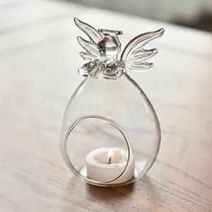 European Style Transparent Glass Angel Candle Holder For Wedding Birthday Party Romantic Dinner Home Decor Crafts Gift