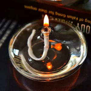 Creative modern clear glass round oil lamp candle holder for home tabletop shelf decor