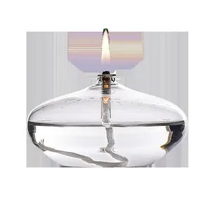 Elegant minimalist clear glass oil lamp and smokeless candle holder for home decor