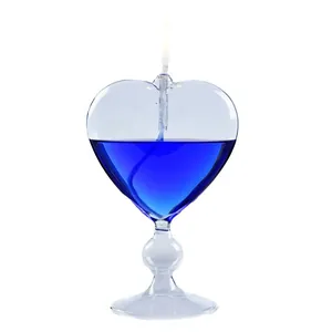 Creative heart shaped clear glass oil lamp for romantic home decor and wedding gift