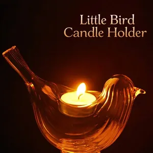 Creative Striped Bird Glass Candle Holder Transparent Borosilicate Votive Tealight Holder For Home Wedding Decoration Gift