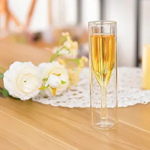 Elegant double-walled glass champagne flute for sparkling wine and cocktails