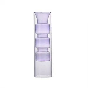Vase moderne minimaliste en verre violet à double couche pour décoration créative de table