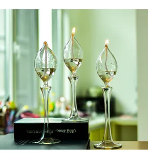 Elegantes lámparas de aceite de vidrio transparente para decoración de mesas