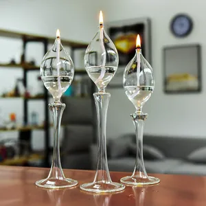Elegante juego de 3 lámparas de aceite creativas de vidrio para decoración del hogar