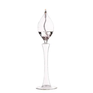 Elegante lámpara de aceite de vidrio transparente alto para decoración de hogar