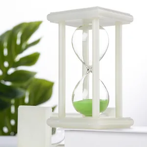 Creative luminous drop-resistant hourglass timer with green sand and white square frame