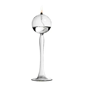 Lampada a olio minimalista in vetro trasparente fatta a mano per decorazioni da tavolo