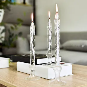 Lámparas de aceite de vidrio transparente con forma de vela para decoración hogar