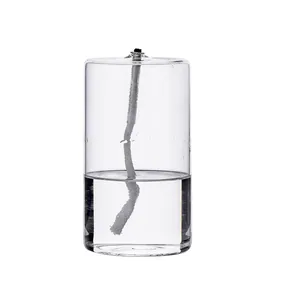 Handmade cylindrical transparent glass oil lamp for elegant home decor ornament