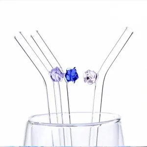 Cannucce riutilizzabili in vetro borosilicato con graziosi animali in vetro colorato