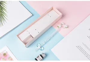 Exquisite floral glass dip pen gift set with ink and holder in pink box