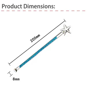 Handmade star-shaped glass stirring rod with blue crystals for coffee and juice drinks