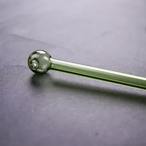 Hochwertiger grüner hitzebeständiger Borosilikatglas-Strohhalm mit rundem Kopfdesign