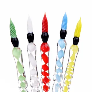 Handmade colorful spiral glass dip pens set for creative ink testing and calligraphy