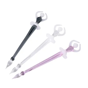 Elegant ballet girl design glass dip pens in black, clear and pink for calligraphy