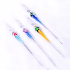 Set of four elegant handmade glass dip pens with colorful jellyfish inside design