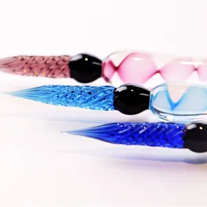 Elegant handmade colorful glass dip pen set with spiral nib for calligraphy art
