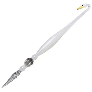 Handmade elegant white swan glass dip pen for calligraphy and artistic ink testing