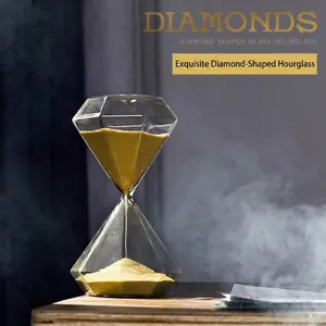 Diamond Shaped Glass Hourglass Timer Borosilicate Glass Sand Timer For Home Decor Office Ornament Creative Birthday Gift