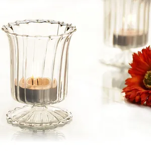 Bougeoir Européen Rond en Verre Transparent Résistant à la Chaleur Sphère en Verre Soufflé Porte-bougie pour Mariage Maison