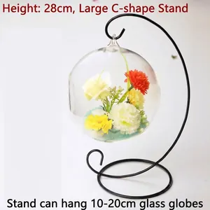 Moderner schwarzer C-förmiger Metallständer 28 cm für Glasvasen und Landschaften