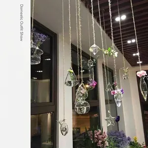 Jarrones de cristal colgantes para la decoración de plantas de interior y jardín