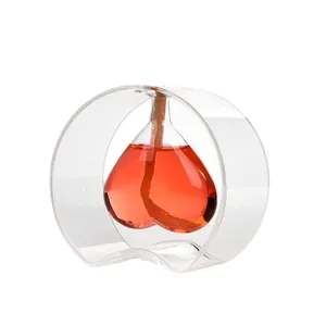 Lámpara de aceite de vidrio con forma de corazón y aceite rojo para boda regalo