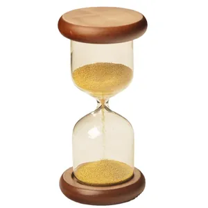 Creative wooden hourglass timer with golden beads for home and office decor.