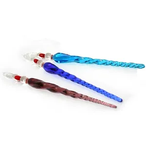 Handcrafted Colorful Spiral Glass Dip Pen High Borosilicate Glass Twisted Writing Pen For Business Calligraphy Art Supplies Gift