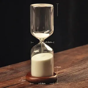 Borosilicate Glass Hourglass Timer With Solid Wood Base European Vintage Decorative Sand Clock For Home Office Decor Gift