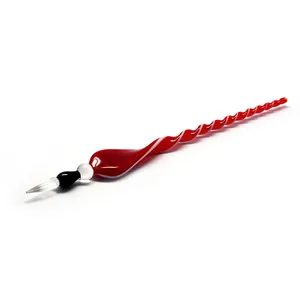 Handcrafted spiral red and white glass dip pen for creative calligraphy and business gifting