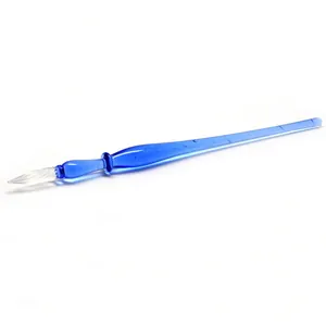 Elegant blue glass dip pen with spiral tip for calligraphy and creative writing