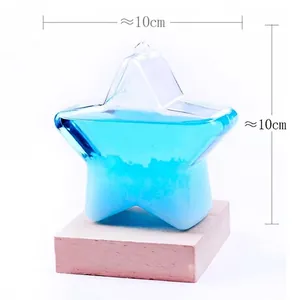 Vista detallada de una botella de tormenta con forma de estrella y dimensiones