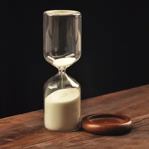 Creative European glass hourglass timer with wooden base for home decor gift