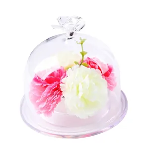 Creative transparent glass dome with artificial carnations for DIY home decor