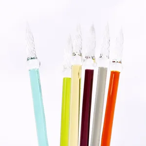 Handmade colorful glass dip pens with spiral nibs for calligraphy and drawing