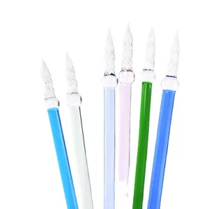 Elegant set of colorful handmade glass dip pens with twisted nibs for calligraphy