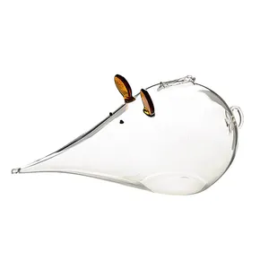 Adorable mouse shaped high borosilicate glass piggy bank and clear storage jar