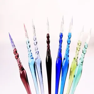 Elegant handmade glass dip pens with spiral nibs for artistic calligraphy writing and drawing
